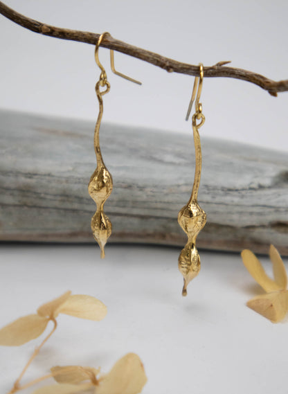 Kōwhai Drop Earrings - Yellow Gold