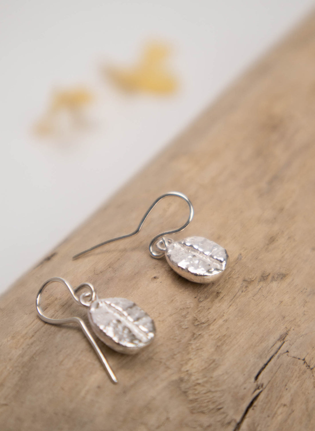 Coffee Bean Drop Earrings - Sterling Silver