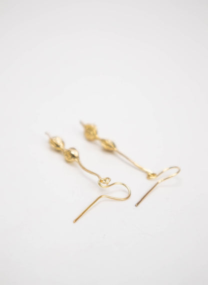Kōwhai Drop Earrings - Yellow Gold