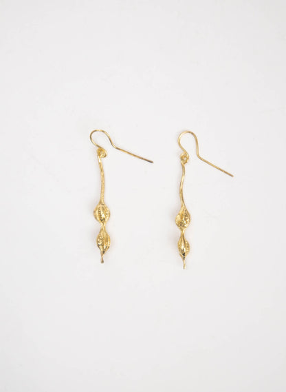 Kōwhai Drop Earrings - Yellow Gold