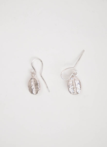 Coffee Bean Drop Earrings - Sterling Silver