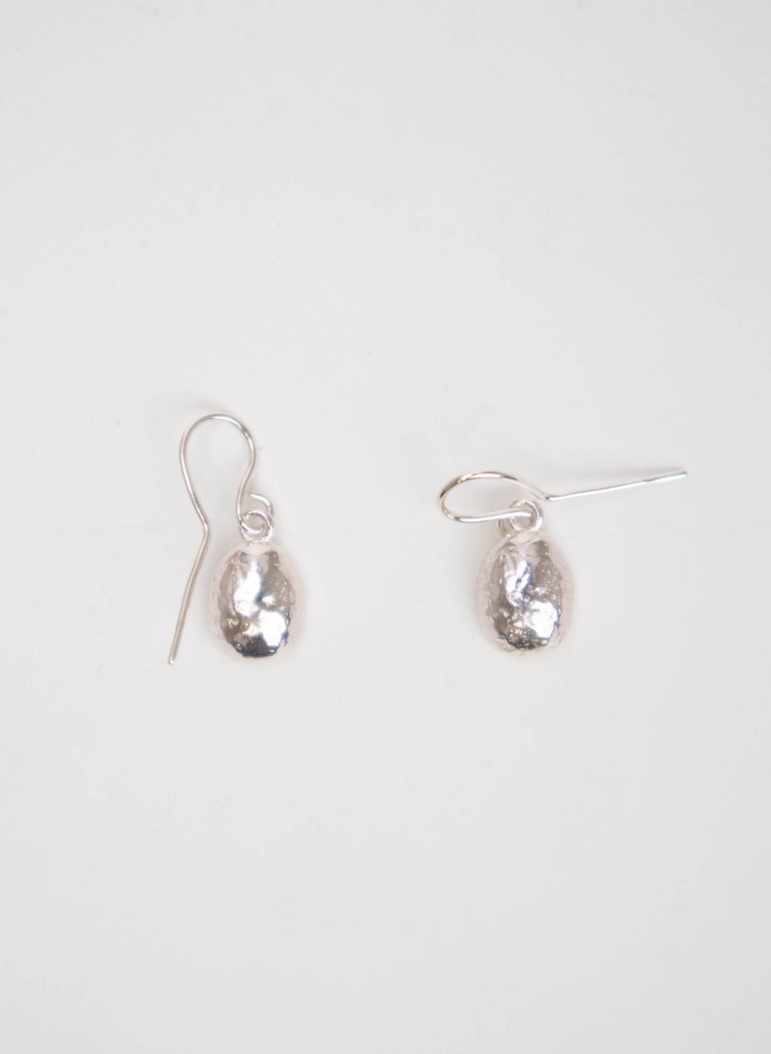 Coffee Bean Drop Earrings - Sterling Silver