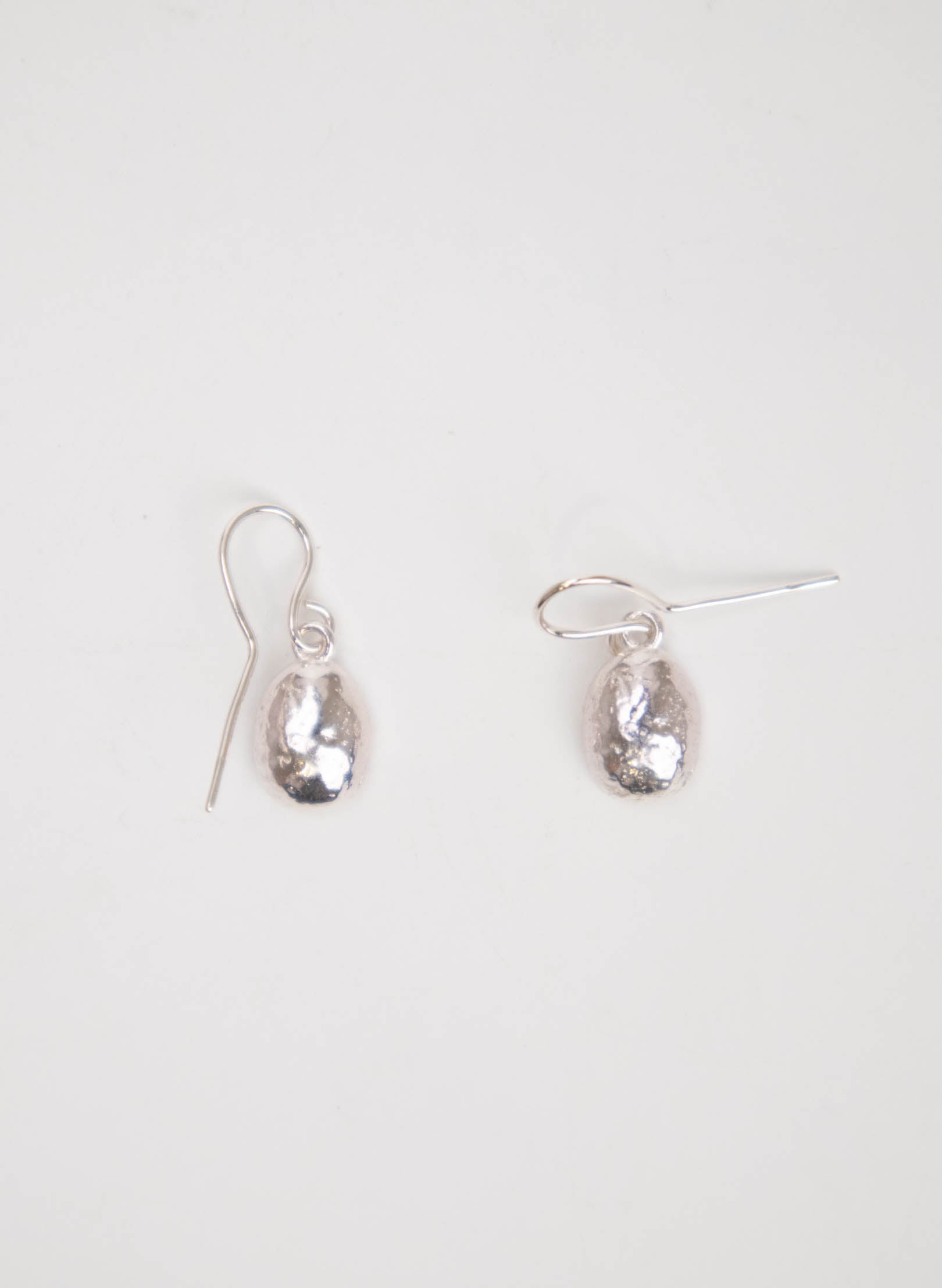 Coffee Bean Drop Earrings - Sterling Silver