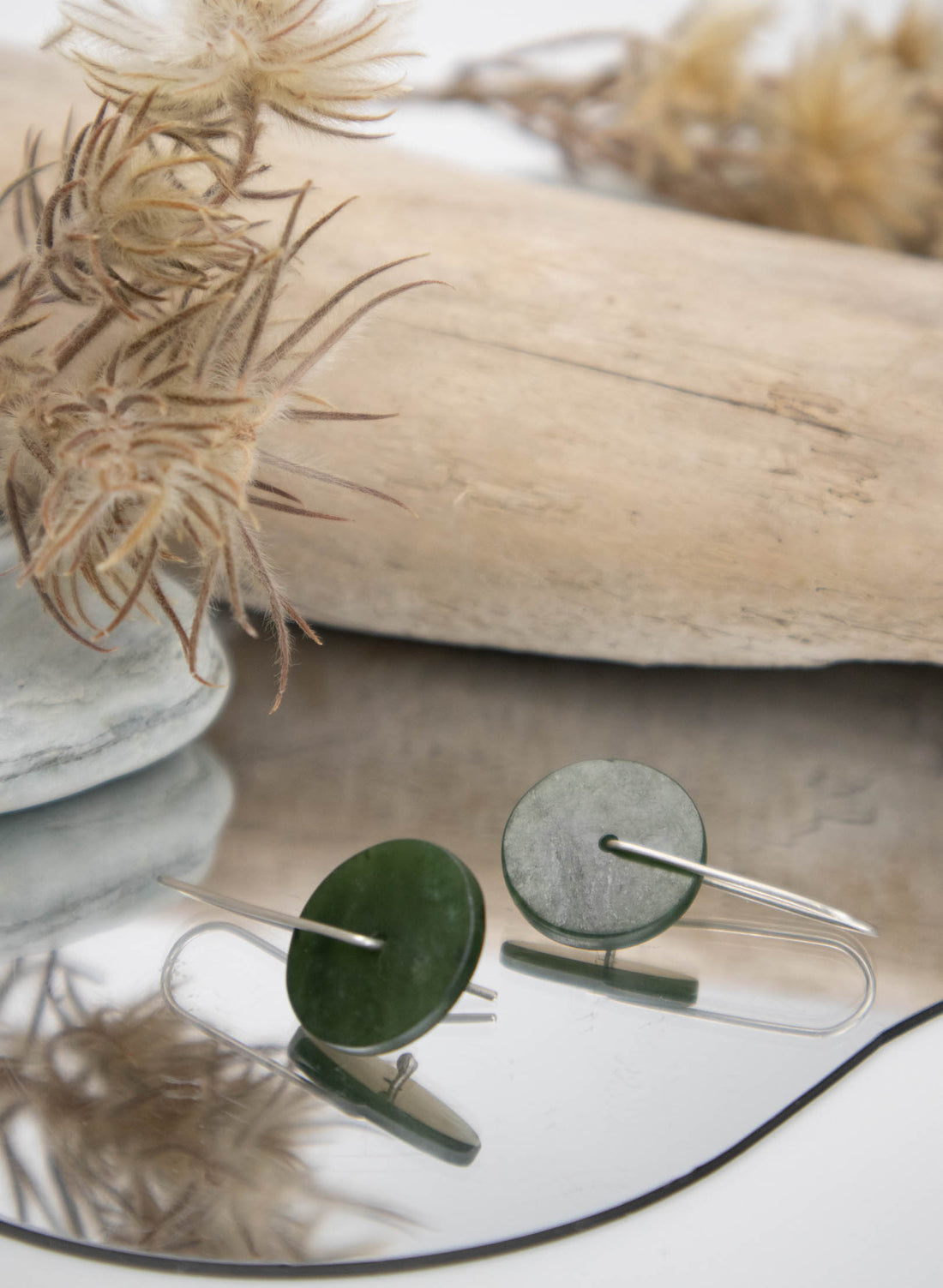 Natural Caim Drop - Pounamu Earring