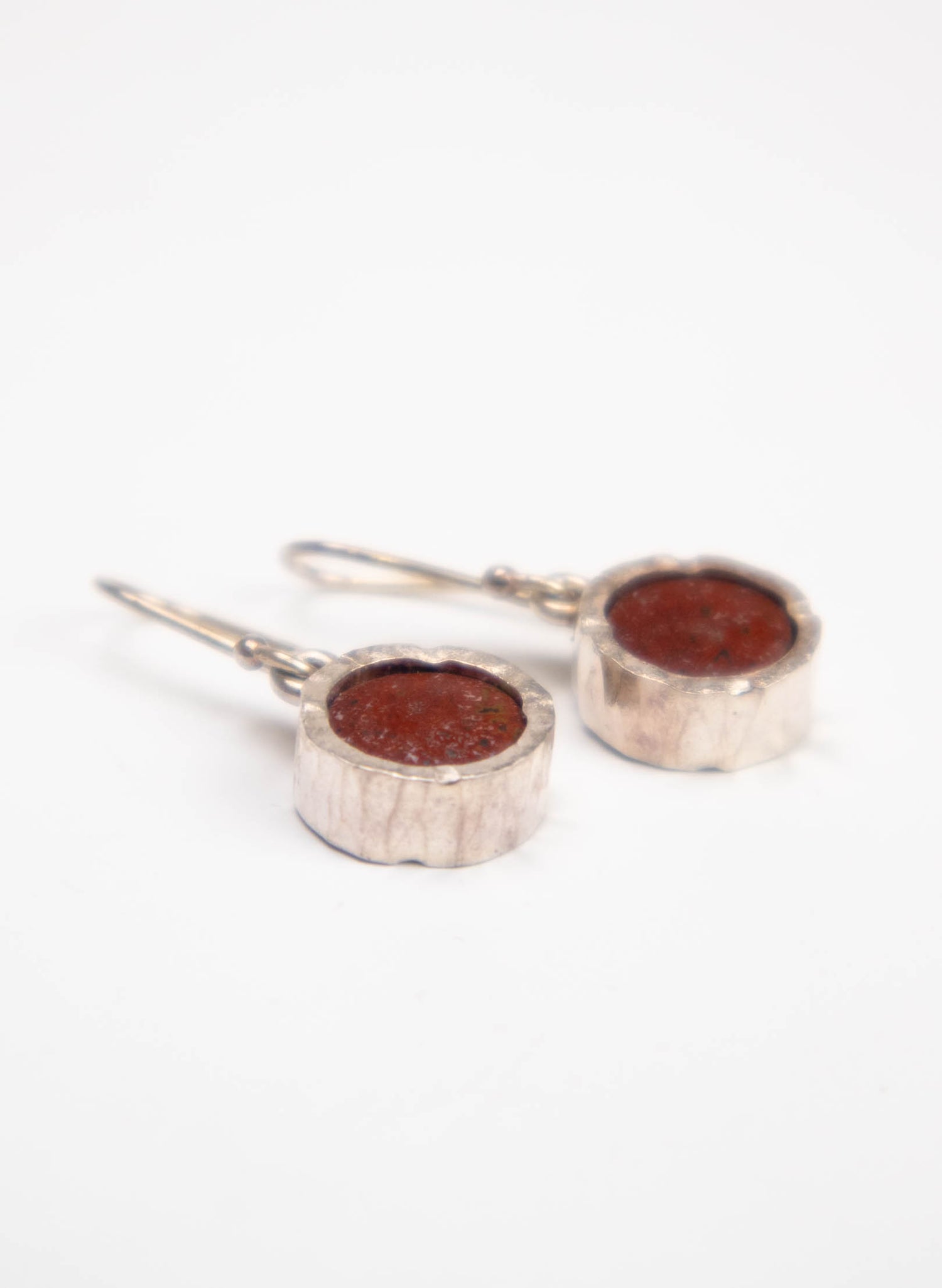 Round Jasper Earrings - Sterling Silver