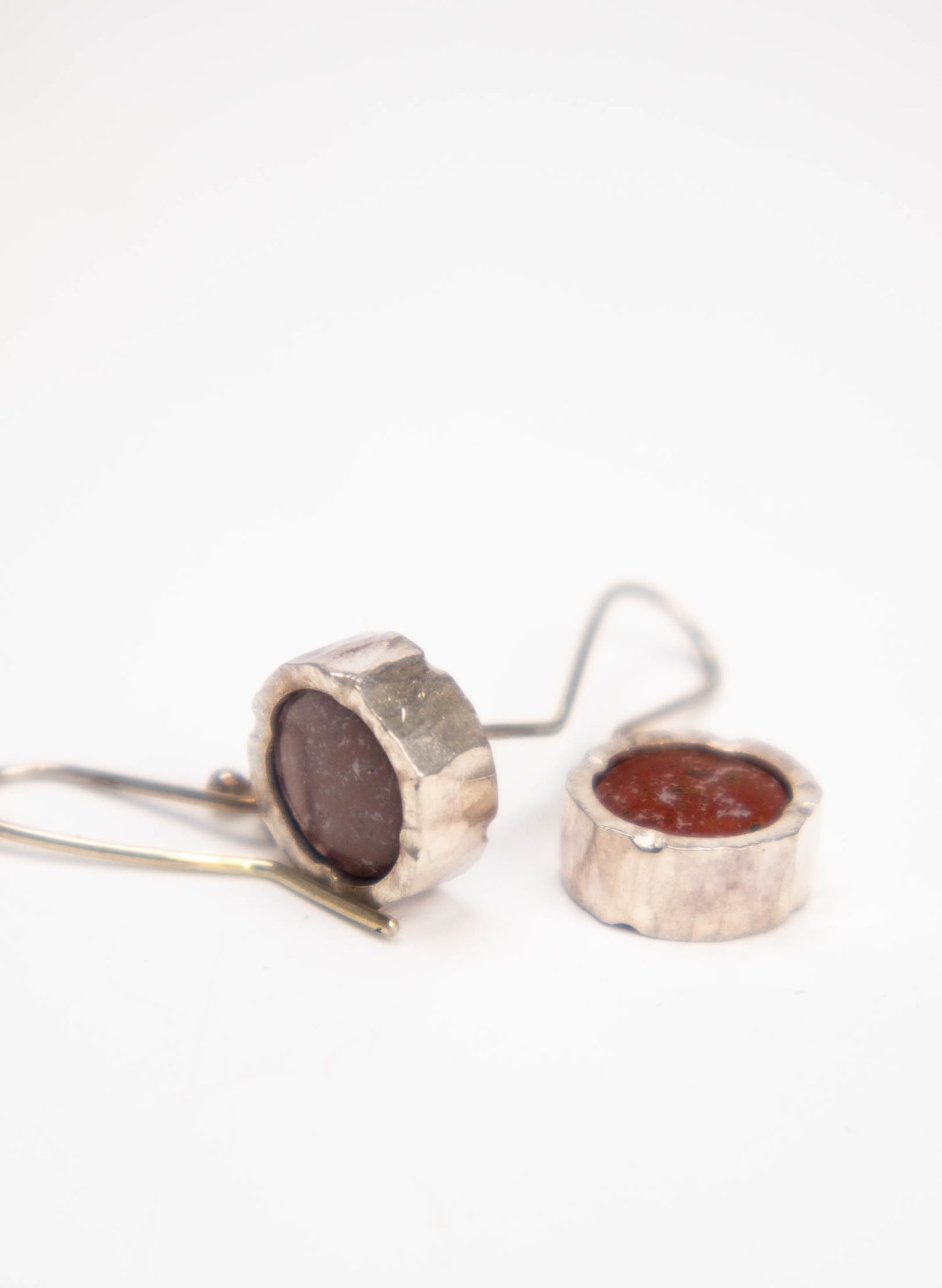 Round Jasper Earrings - Sterling Silver