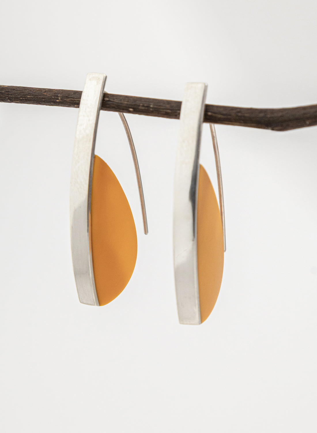 Curved Earrings - Orange Corian