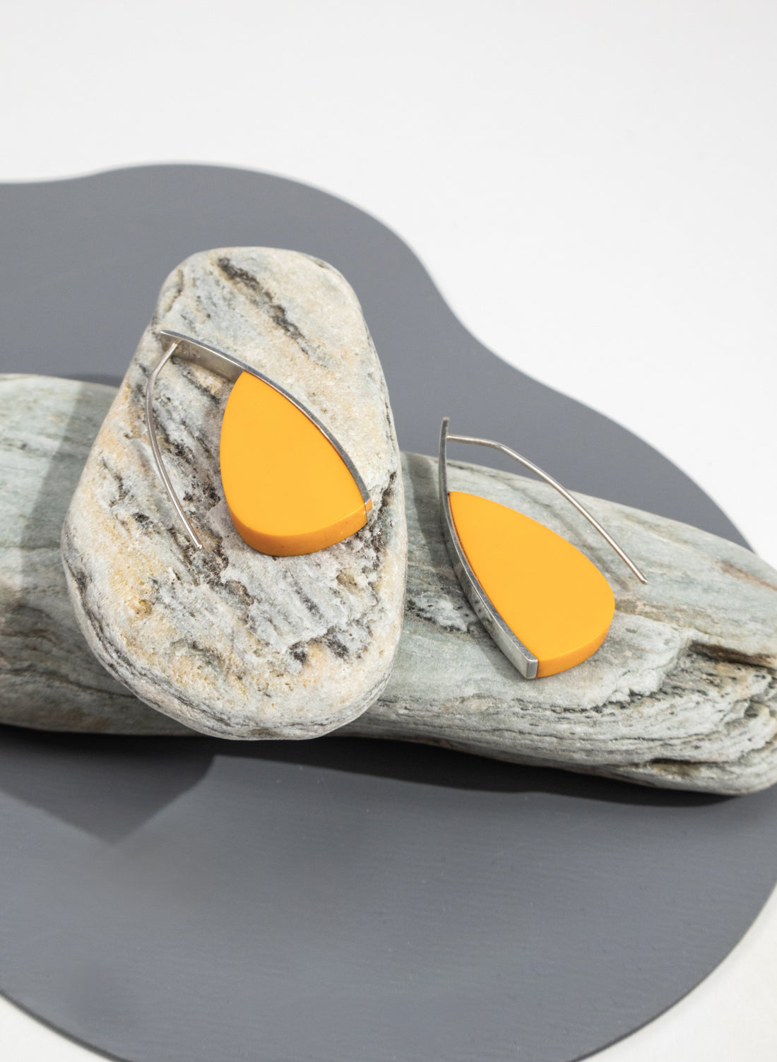 Curved Earrings - Orange Corian