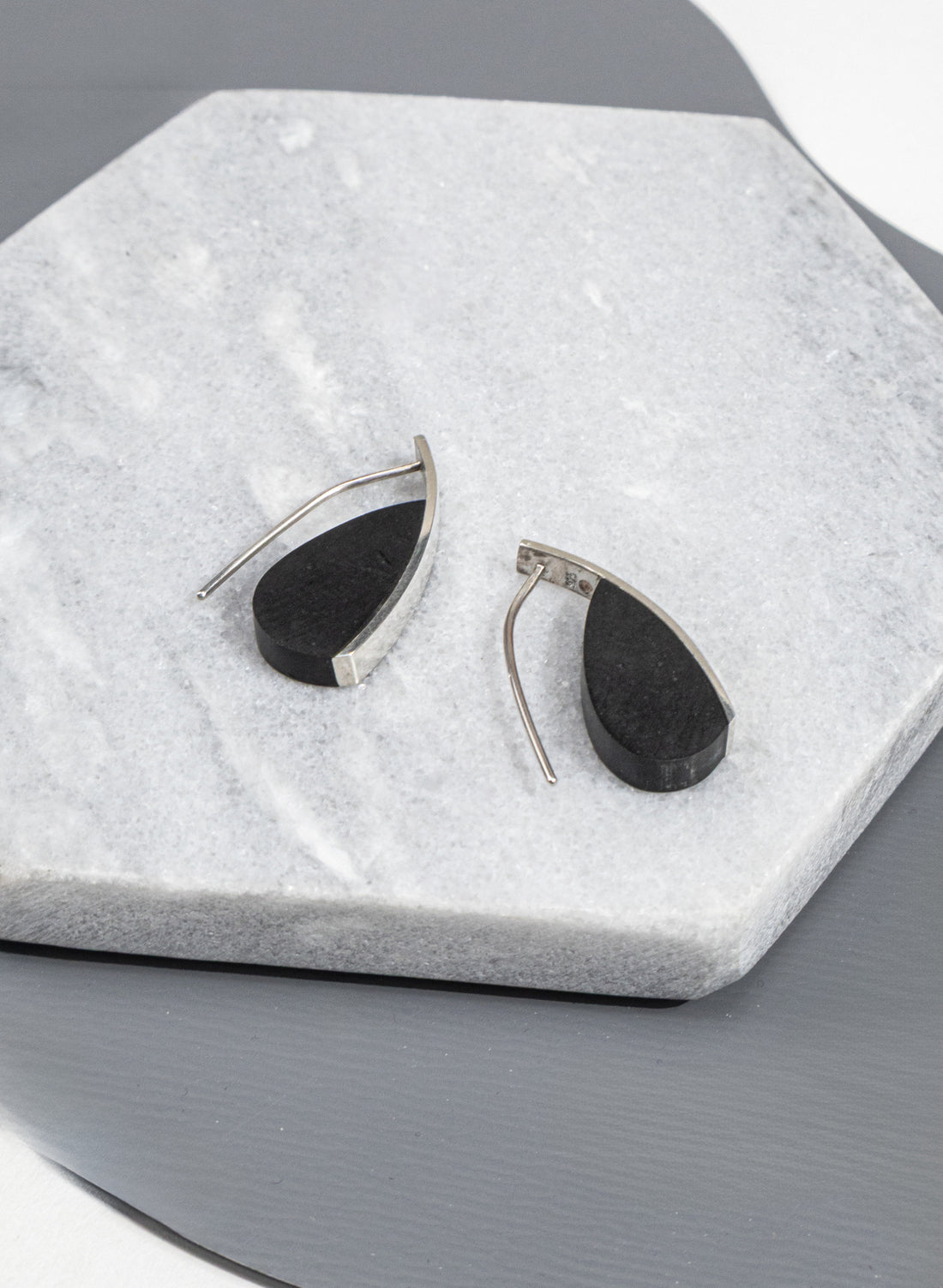 Curved Earrings - Basalt
