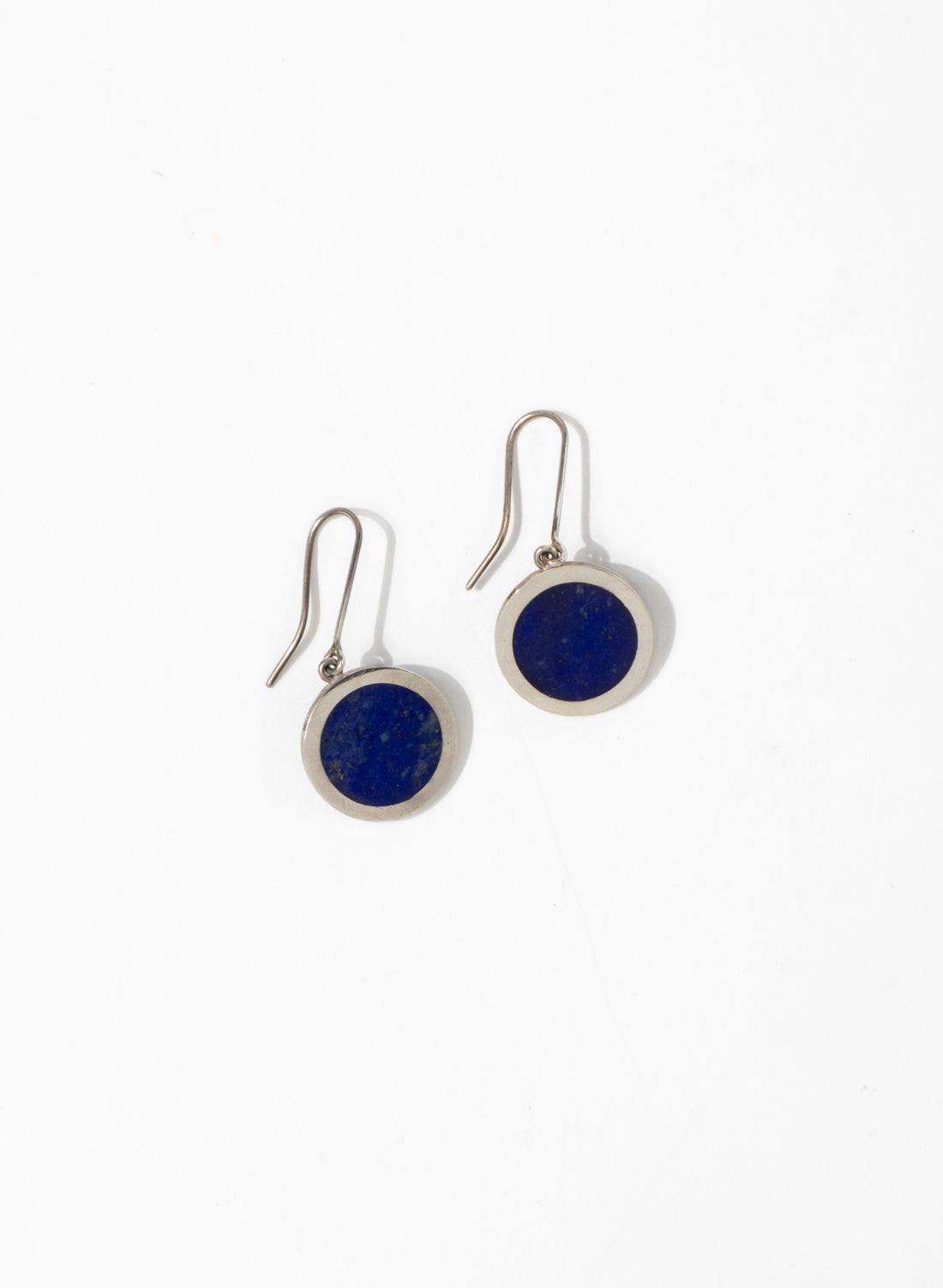 Disc Earrings - Sterling Silver &amp; Lapis