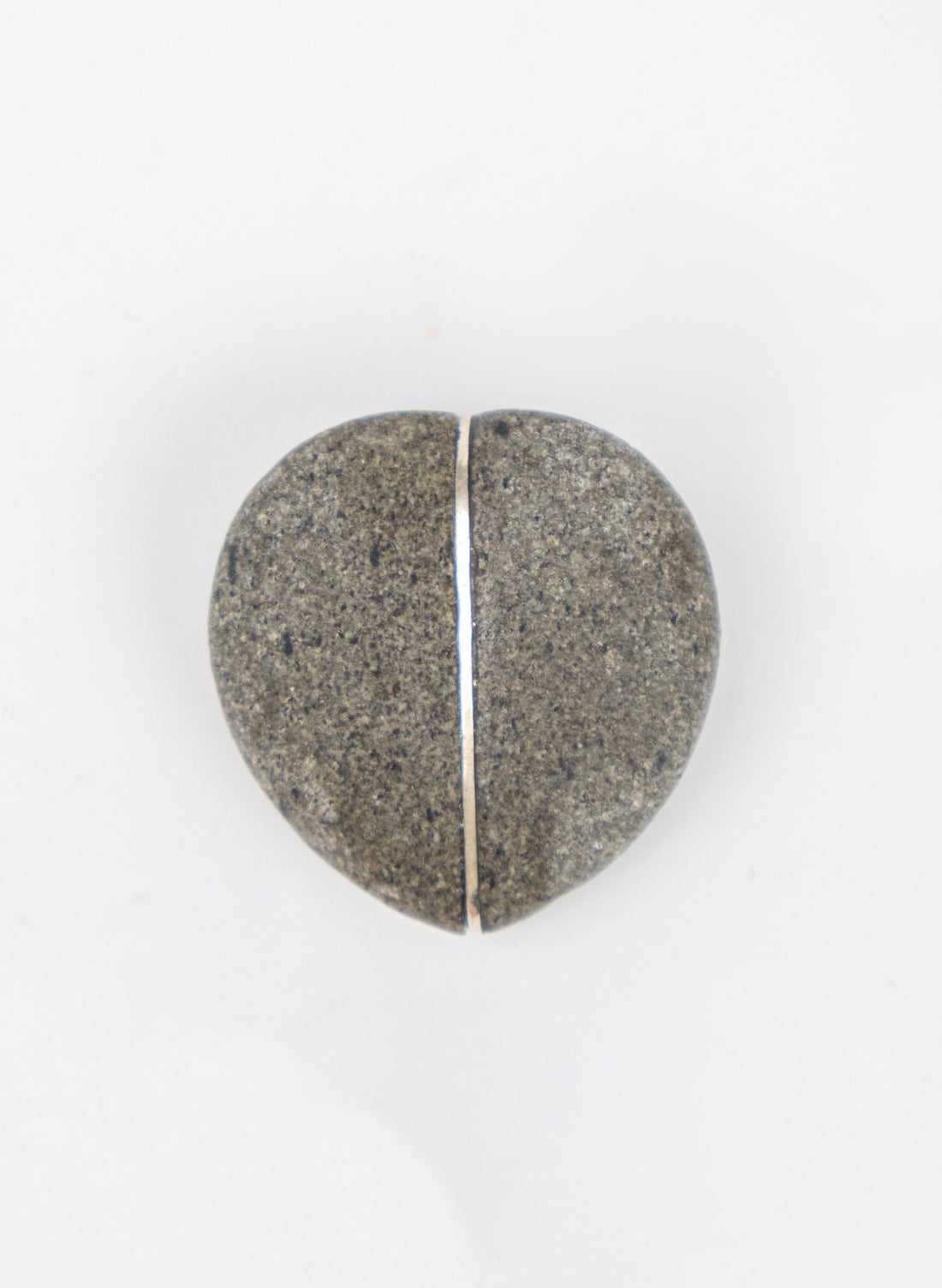 Heart Stone Brooch- Birdlings Flat Pebble & Sterling Silver