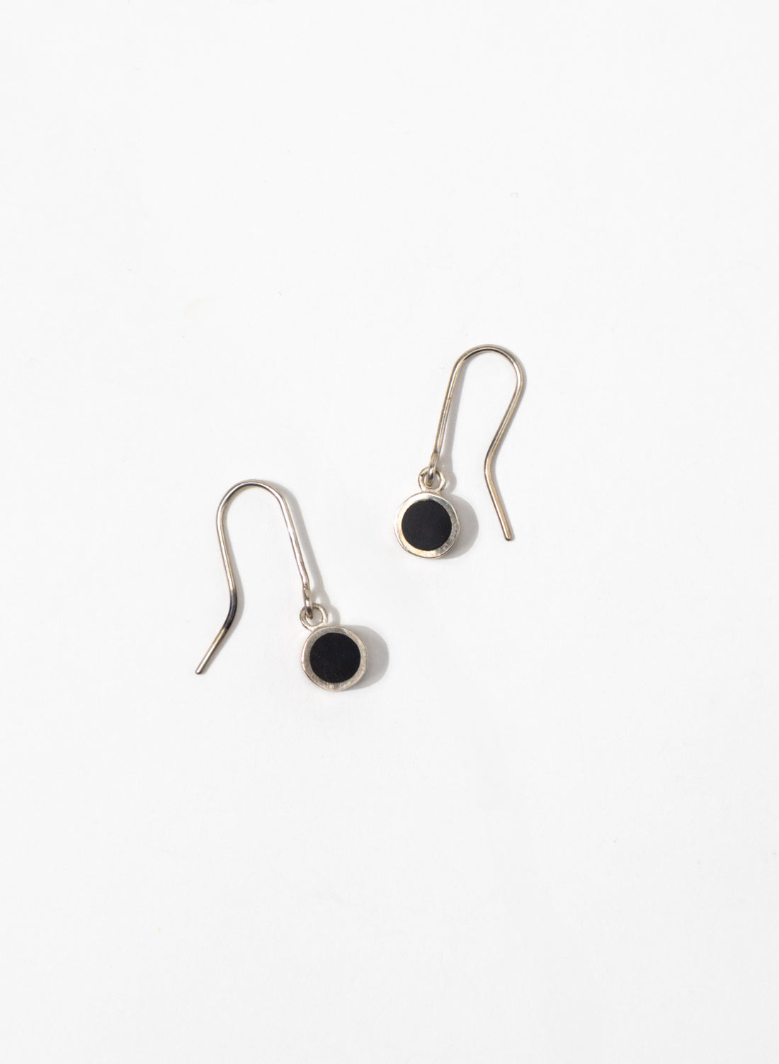 Disc Earrings - Sterling Silver, Lapis &amp; Basalt