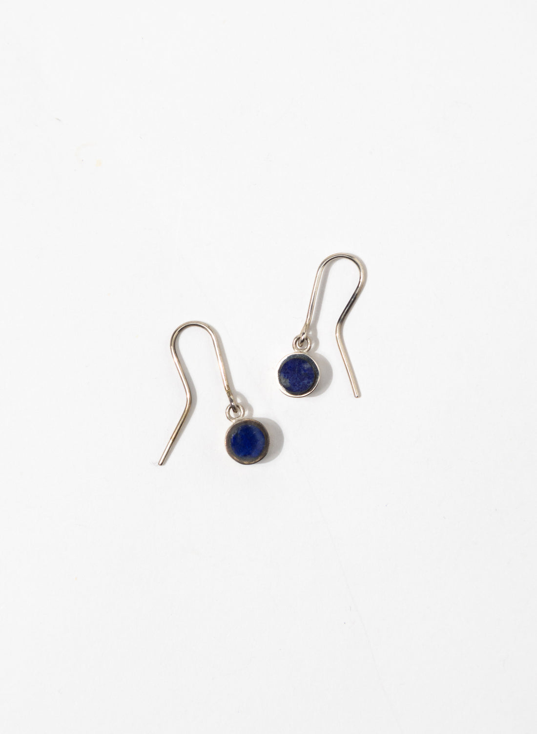 Disc Earrings - Sterling Silver, Lapis and Orange Corian