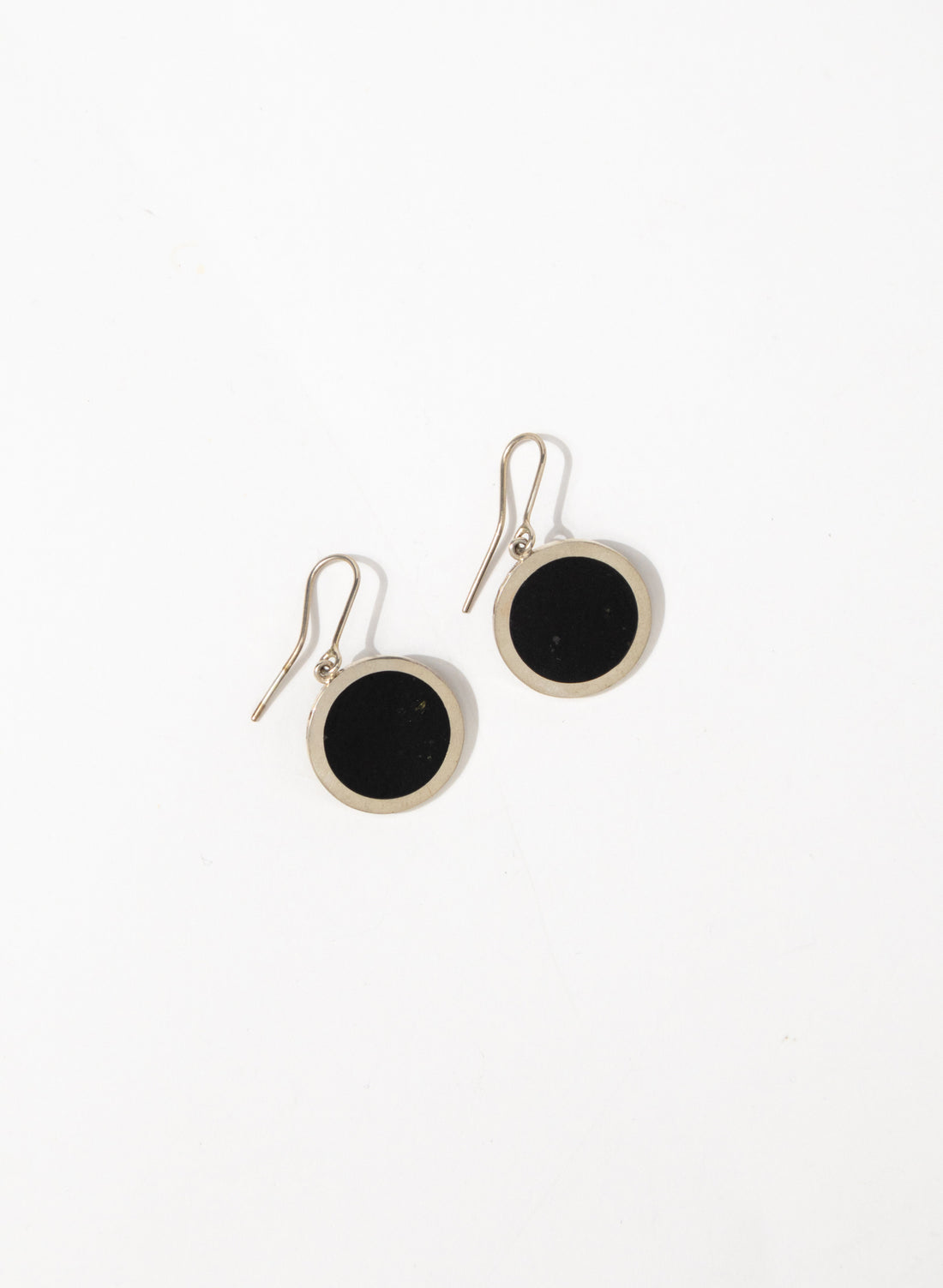 Disc Earrings - Sterling Silver &amp; Basalt