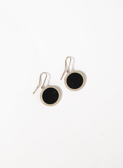 Disc Earrings - Sterling Silver &amp; Basalt