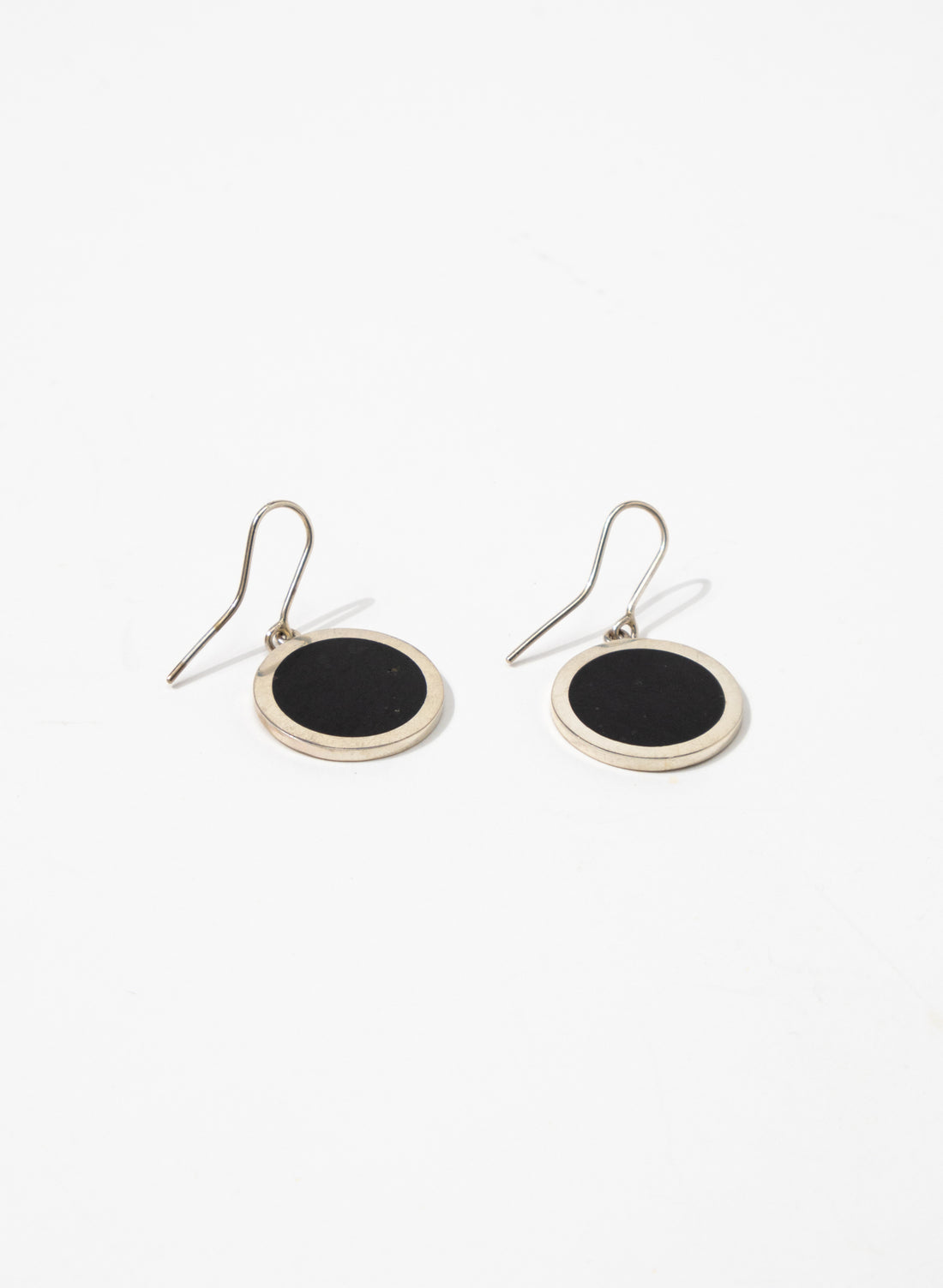 Disc Earrings - Sterling Silver &amp; Basalt
