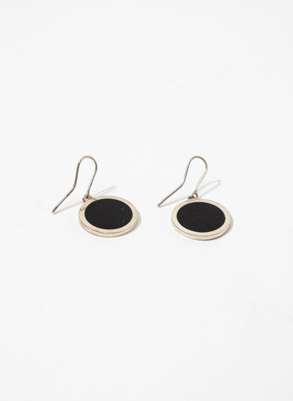 Disc Earrings - Sterling Silver &amp; Basalt