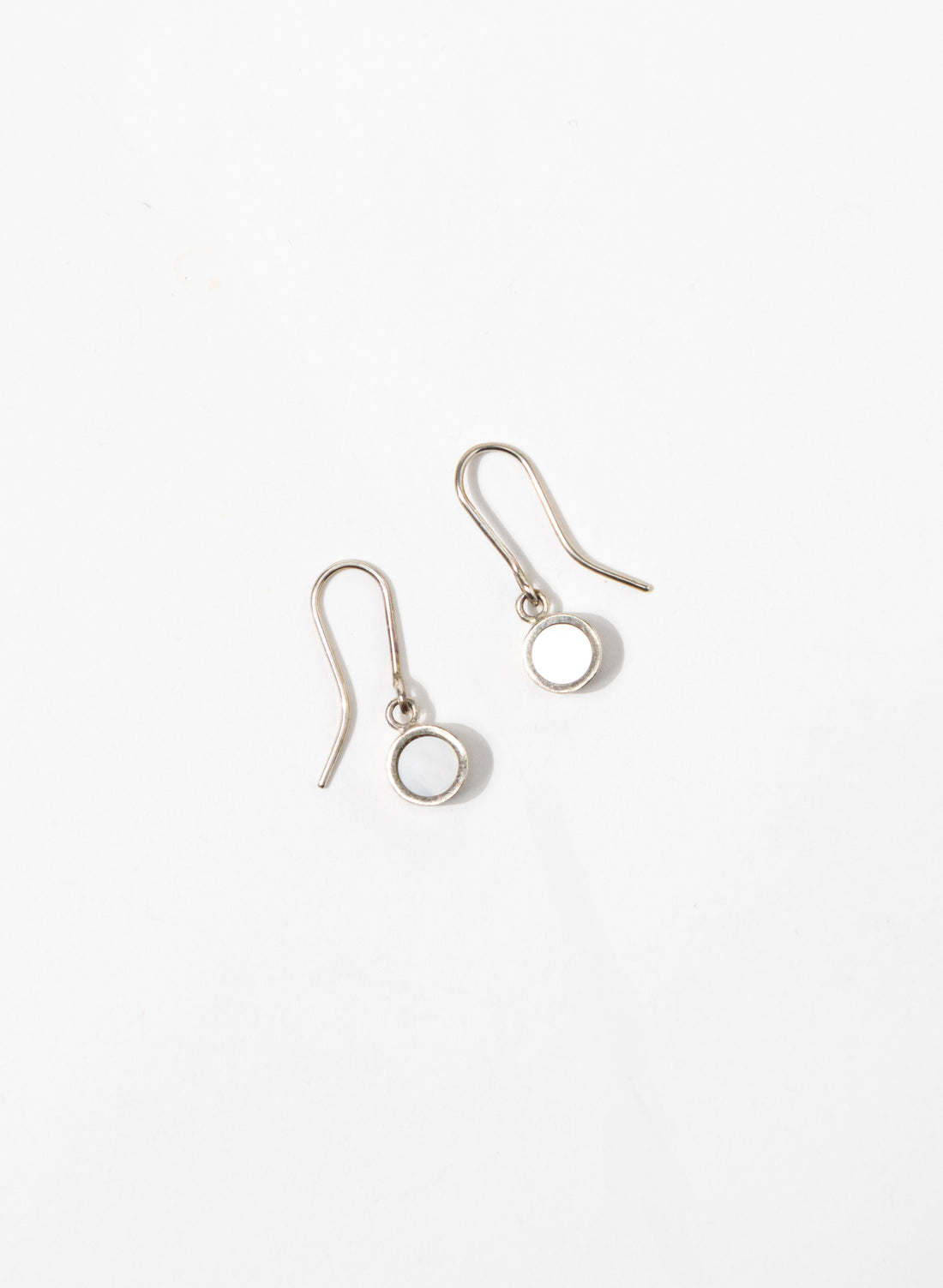 Disc Earrings - Sterling Silver, Mother of Pearl and Red Corian