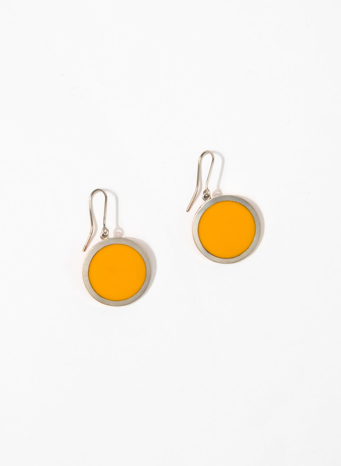 Disc Earrings - Sterling Silver and Orange Corian