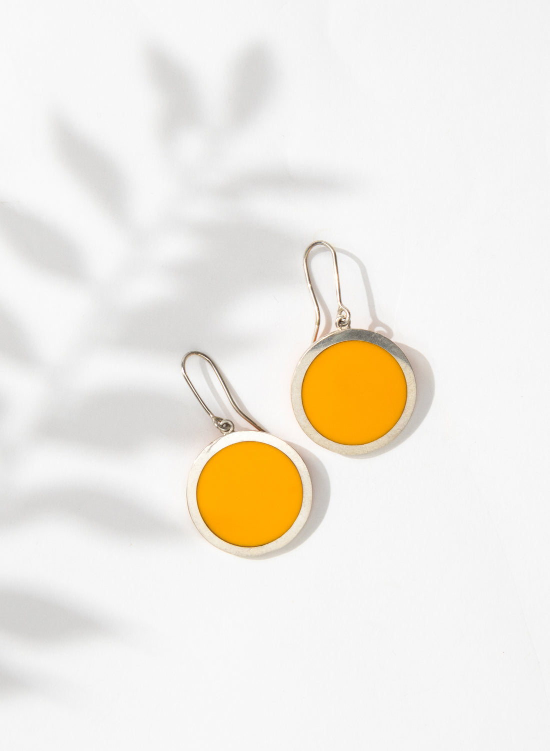 Disc Earrings - Sterling Silver and Orange Corian