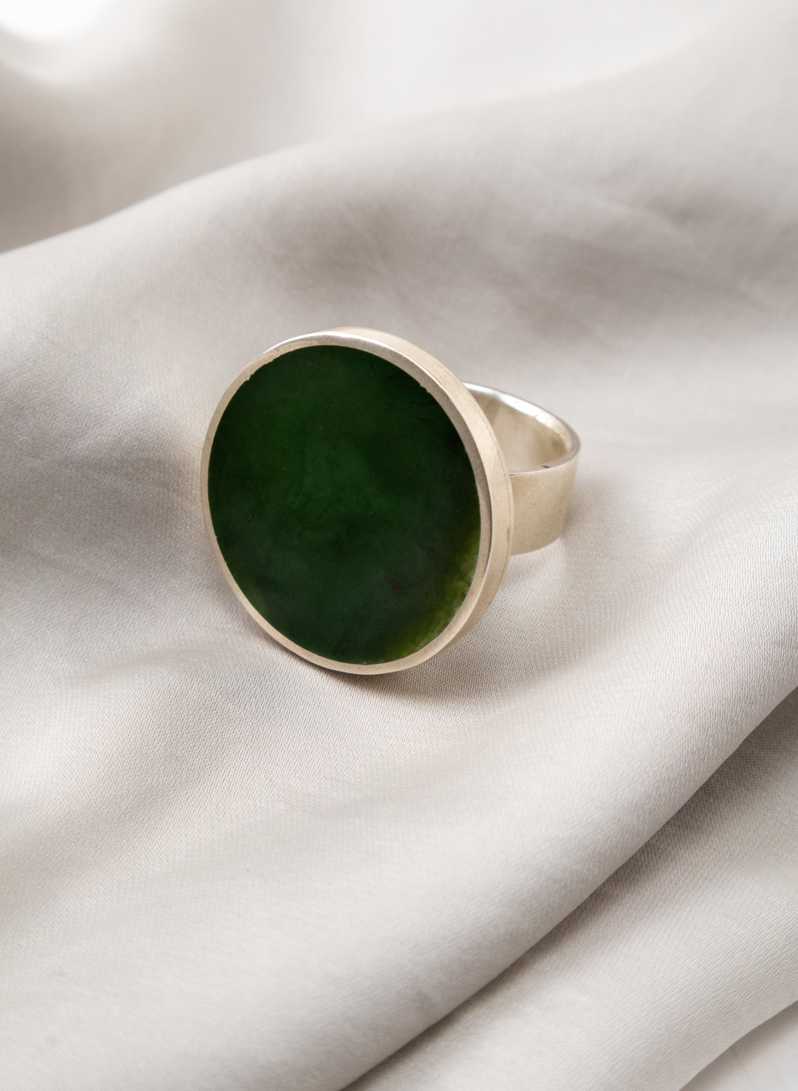 Disc Ring -  Sterling Silver &amp; Pounamu