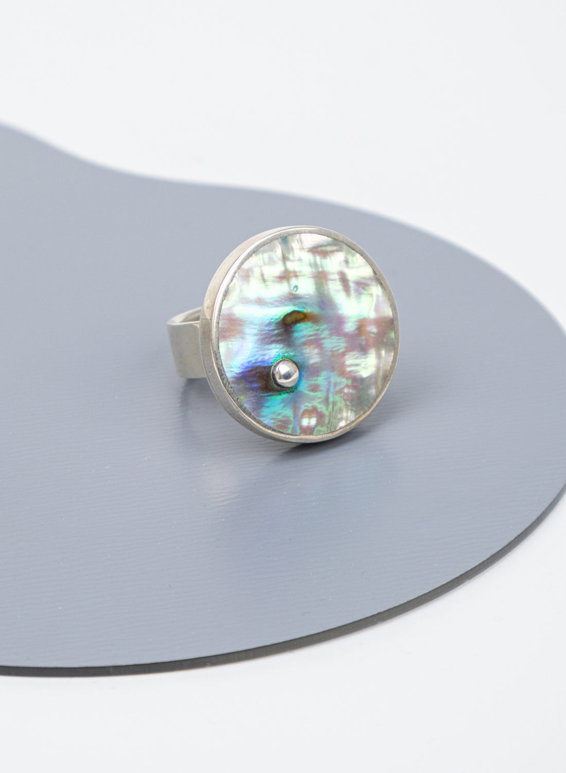 Disc Ring -  Sterling Silver & Paua