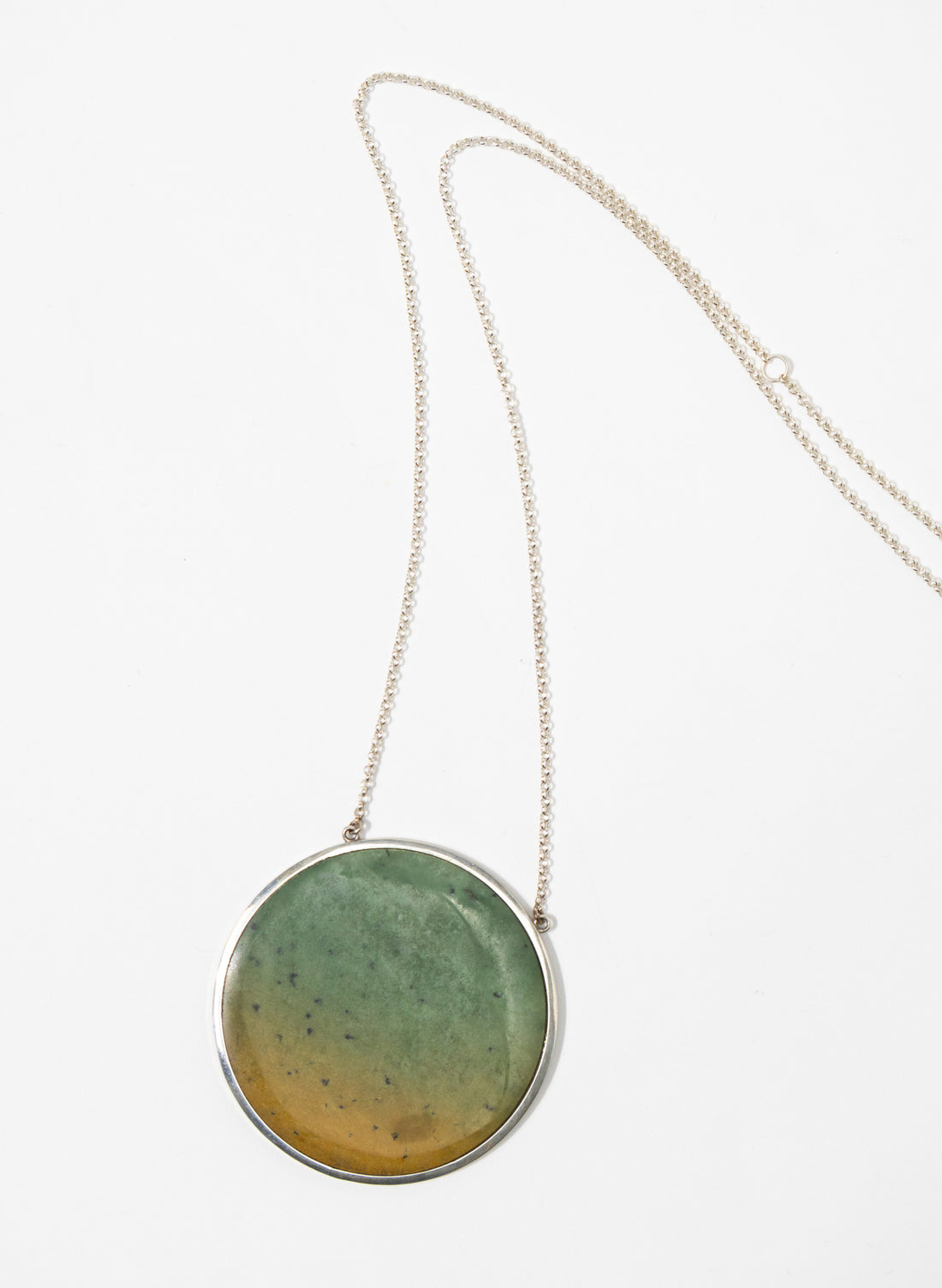 Disc Pendant - Sterling Silver &amp; Pounamu