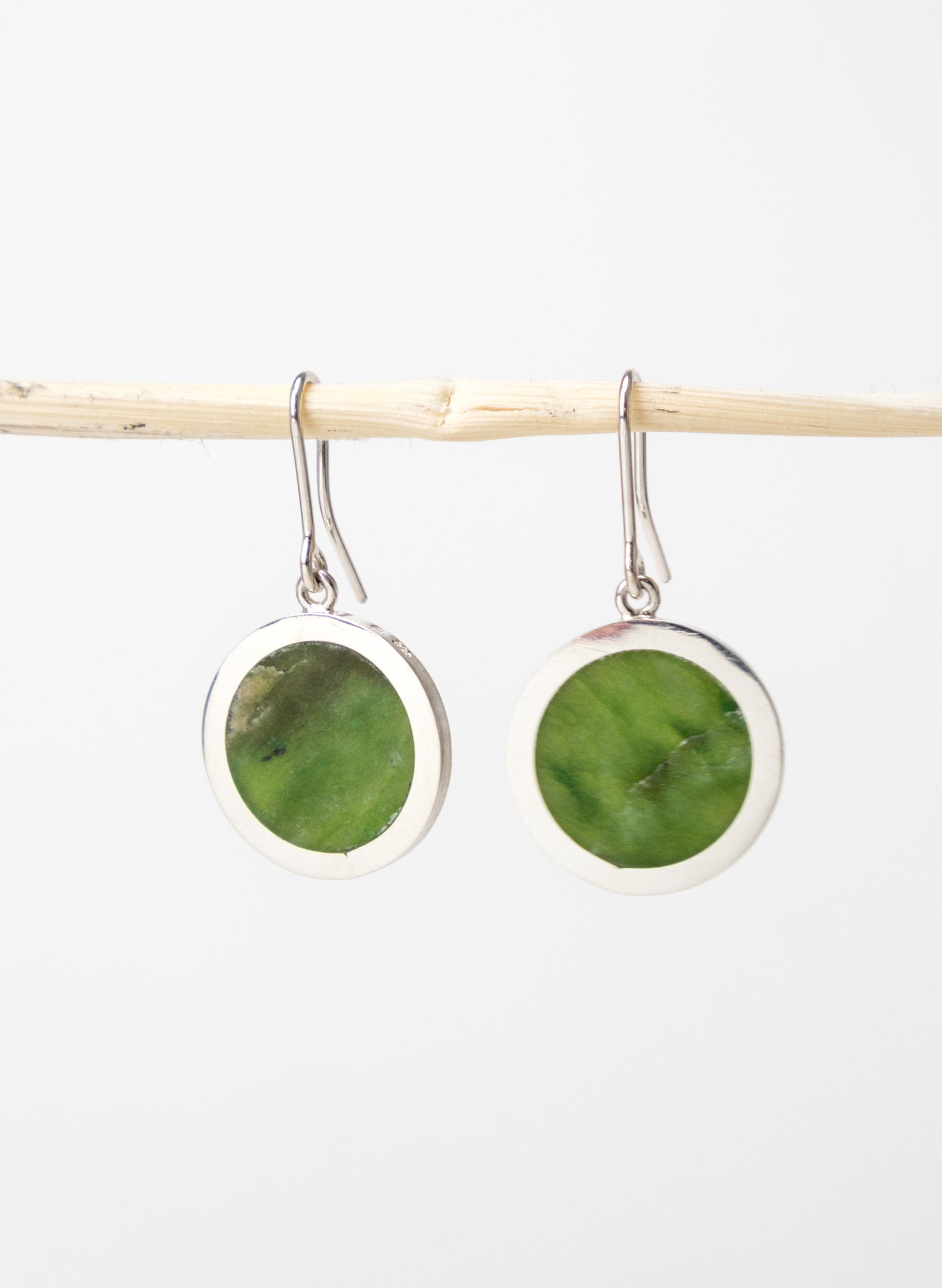 Disc Earrings - Sterling Silver &amp; Pounamu