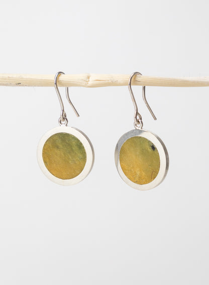 Disc Earrings - Sterling Silver &amp; Pounamu