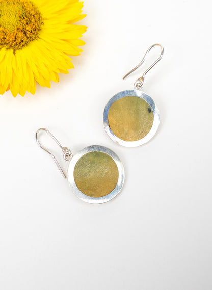 Disc Earrings - Sterling Silver &amp; Pounamu
