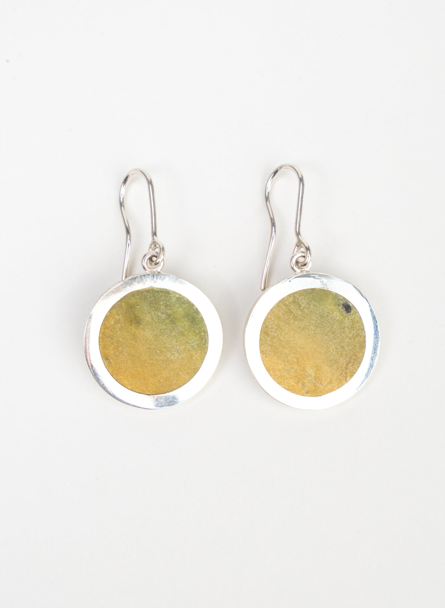 Disc Earrings - Sterling Silver &amp; Pounamu