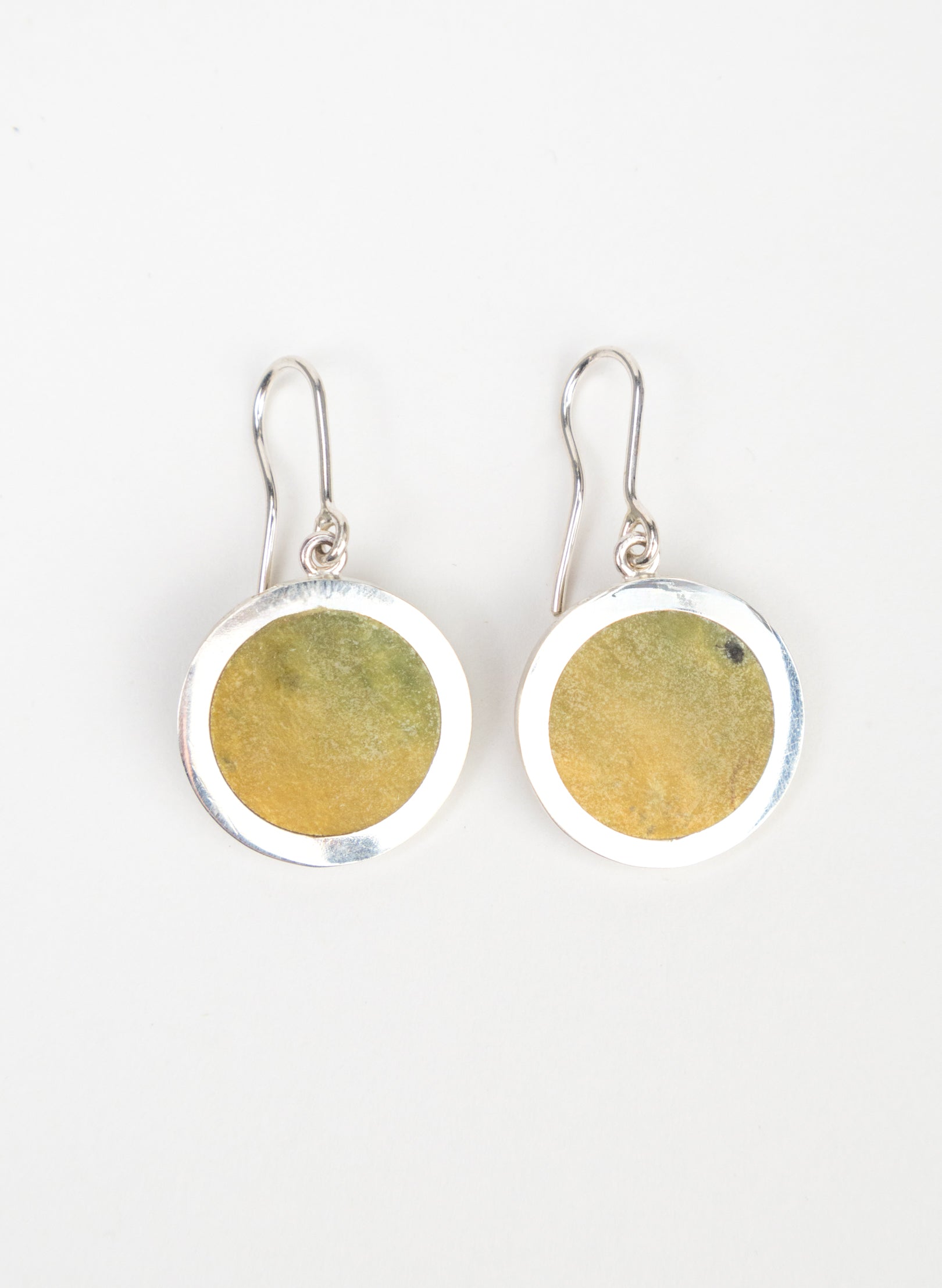 Disc Earrings - Sterling Silver &amp; Pounamu