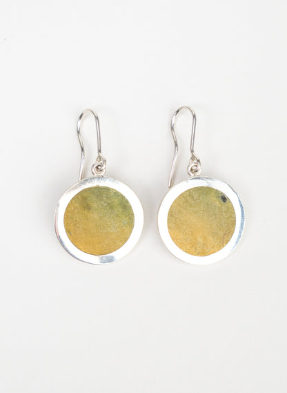 Disc Earrings - Sterling Silver &amp; Pounamu