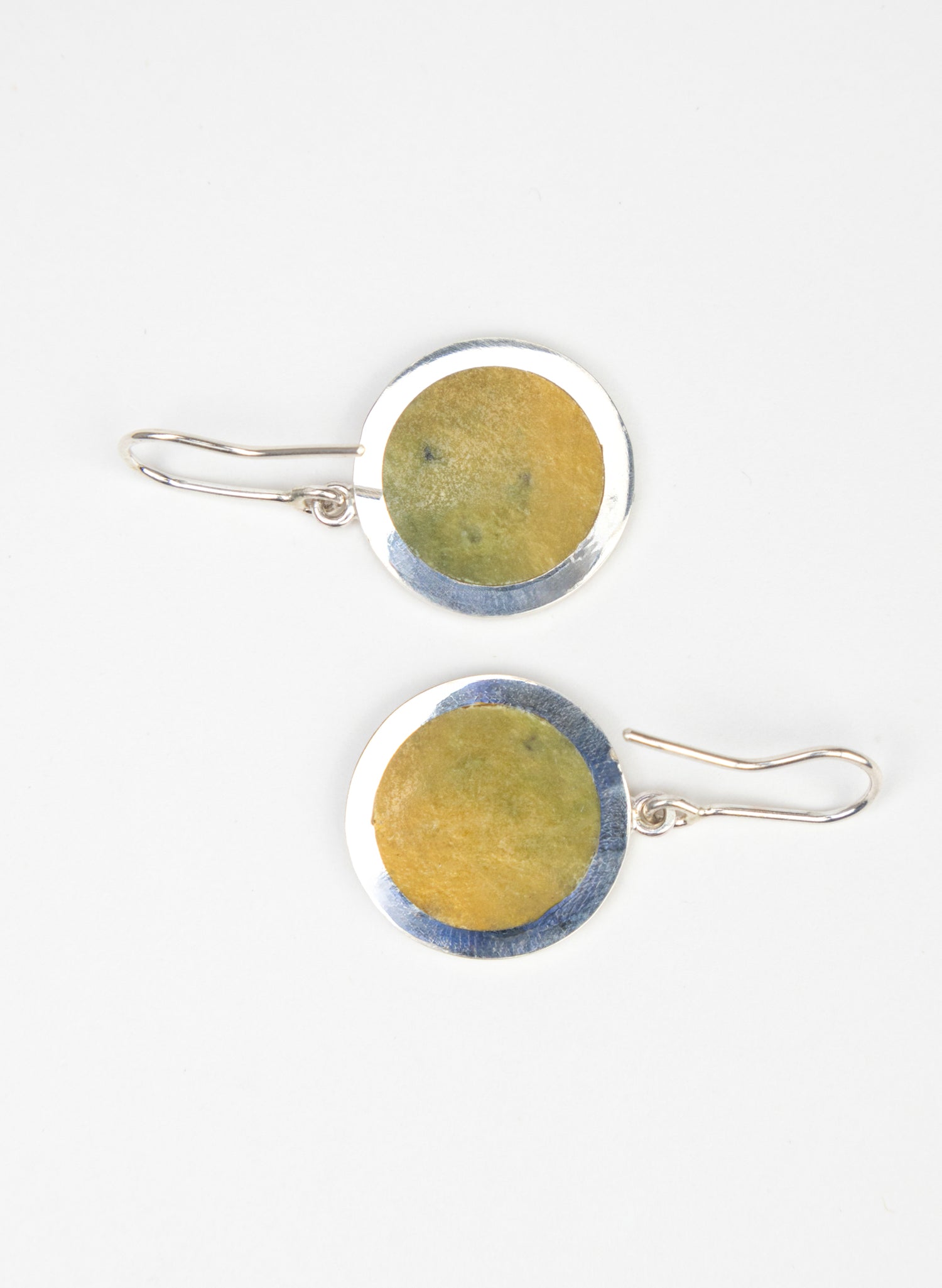 Disc Earrings - Sterling Silver &amp; Pounamu