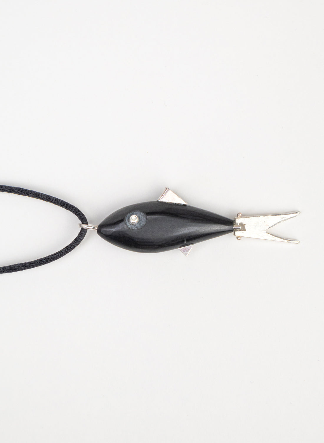 Fish Pendant Basalt with Sterling Silver
