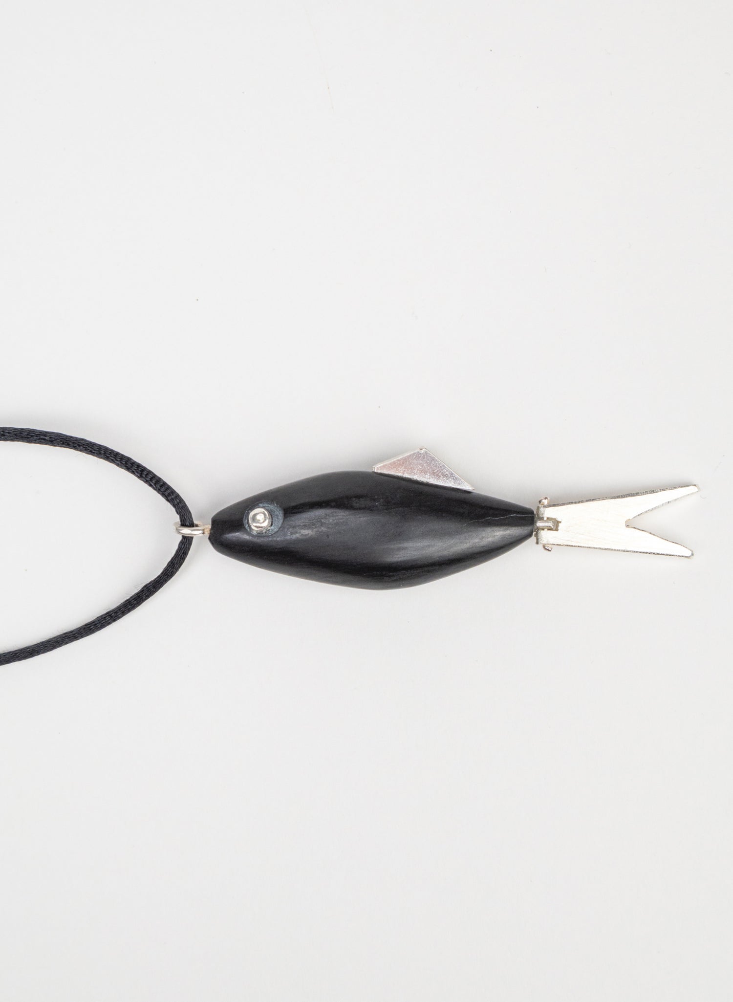 Fish Pendant Basalt with Sterling Silver