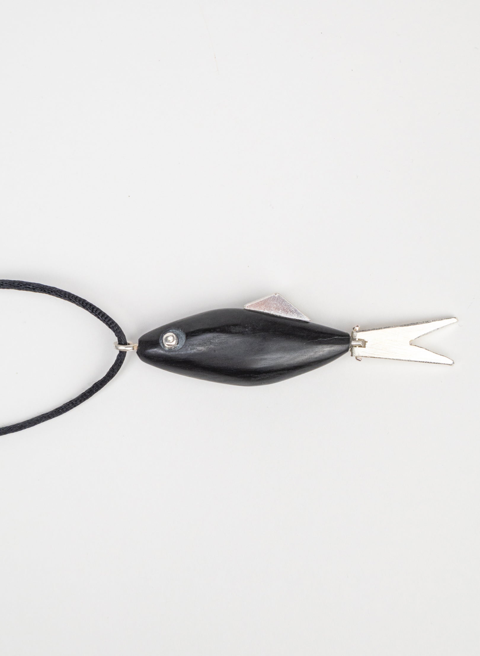 Fish Pendant Basalt with Sterling Silver