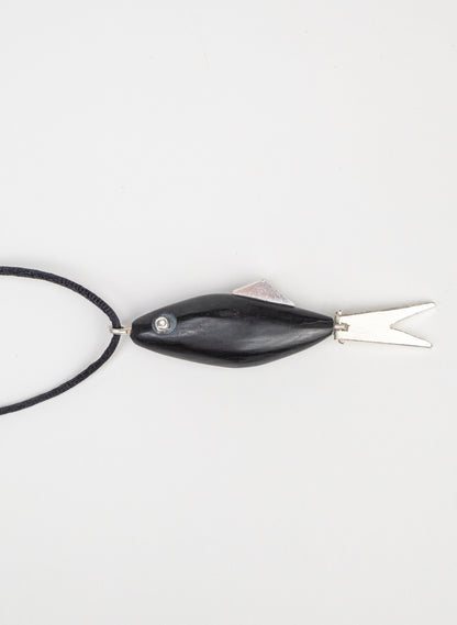 Fish Pendant Basalt with Sterling Silver
