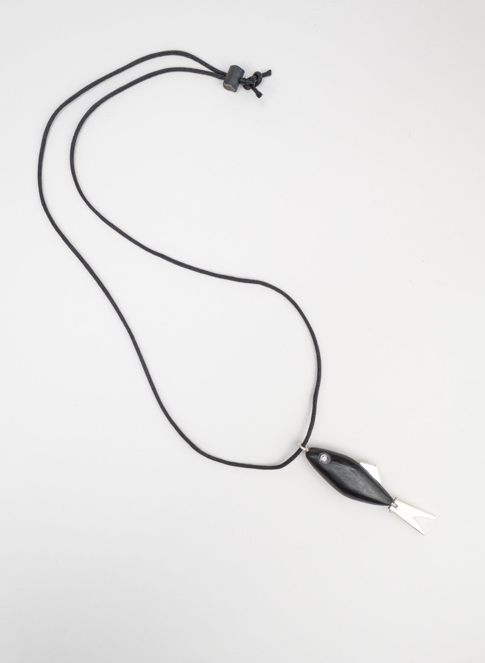 Fish Pendant Basalt with Sterling Silver
