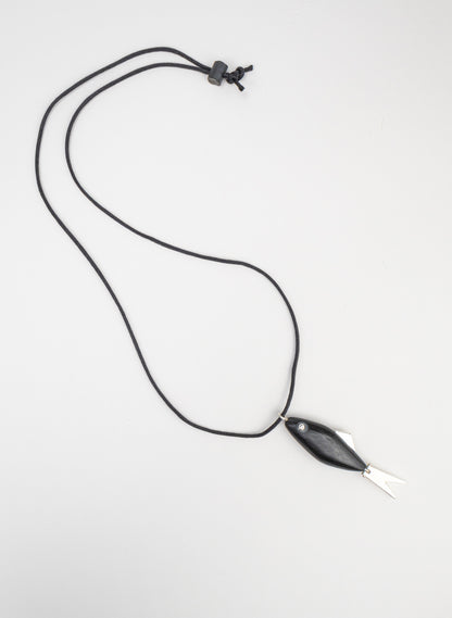 Fish Pendant Basalt with Sterling Silver