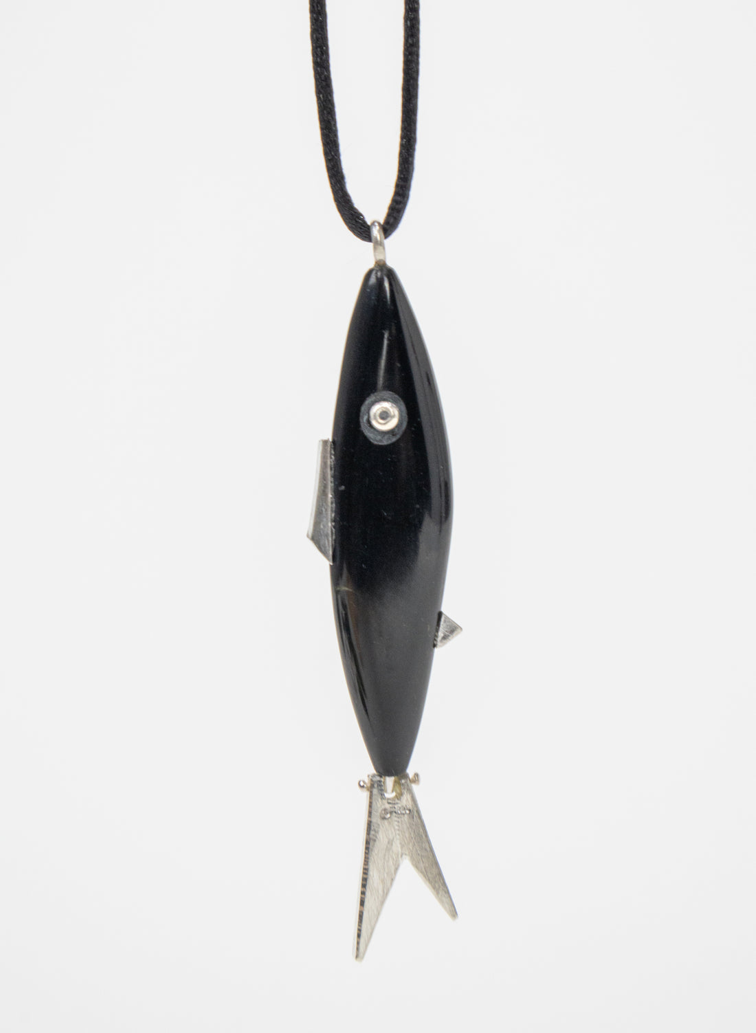 Fish Pendant Basalt with Sterling Silver