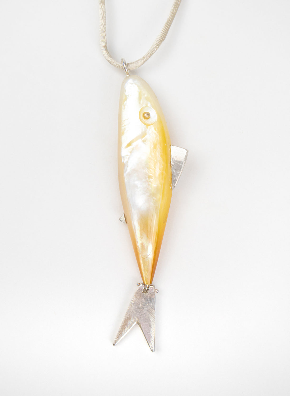 Fish Pendant Mother Of Pearl Sterling Silver