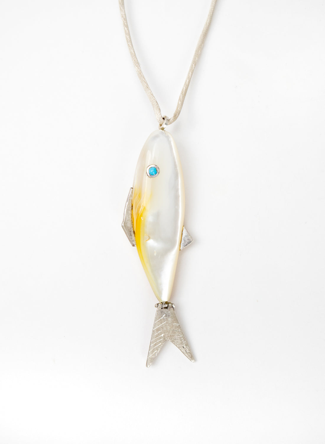 Fish Pendant Mother Of Pearl Sterling Silver