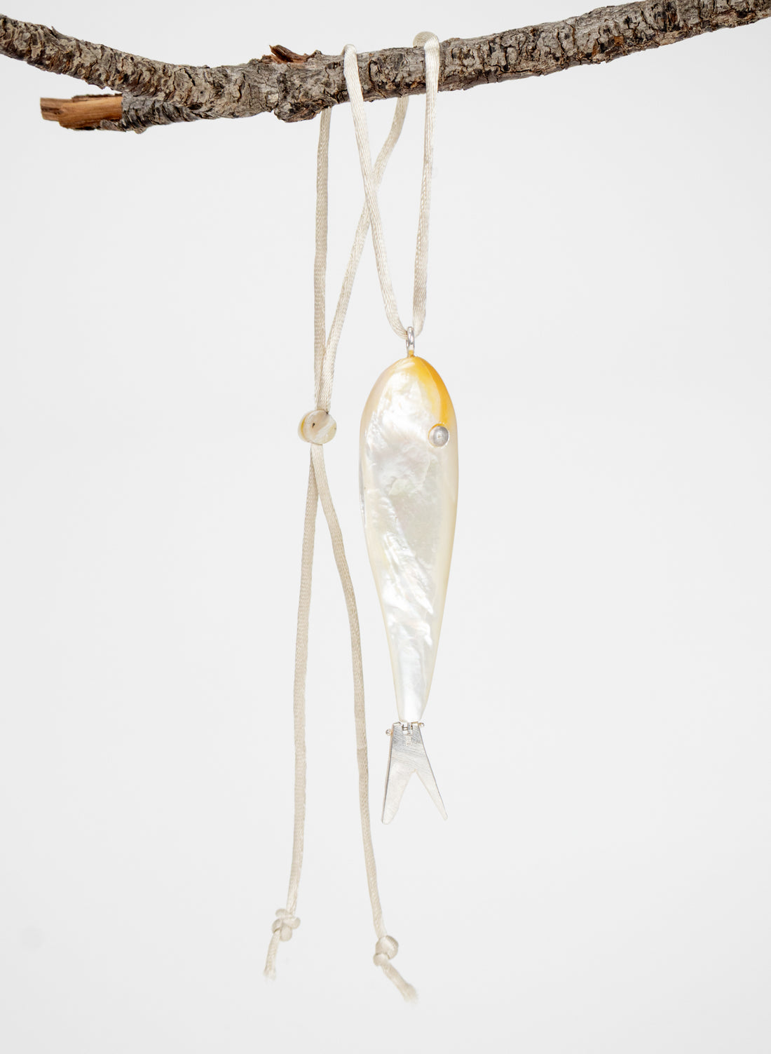Fish Pendant Mother Of Pearl Sterling Silver
