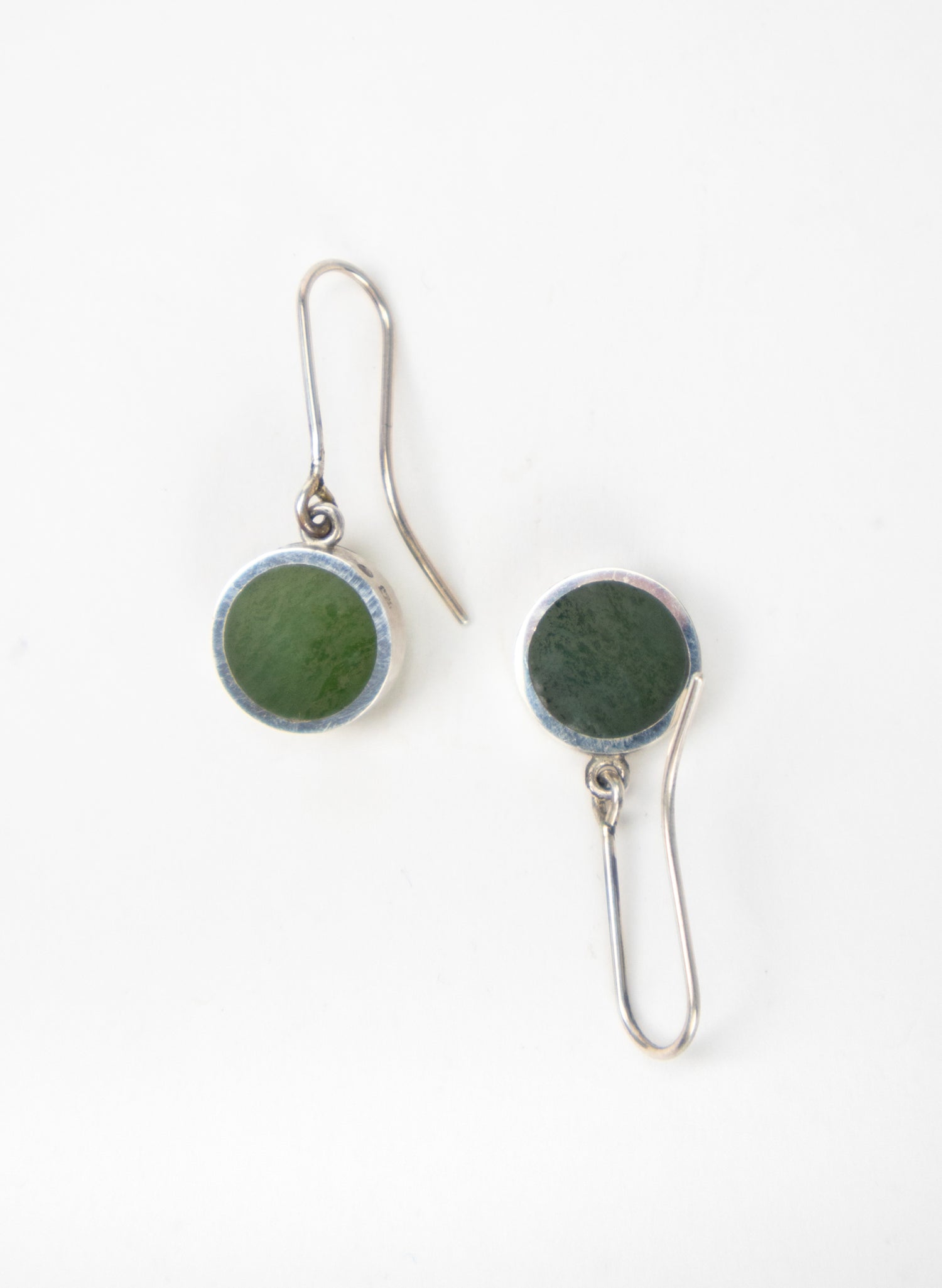 Disc Earrings - Sterling Silver &amp; Pounamu