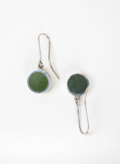 Disc Earrings - Sterling Silver &amp; Pounamu