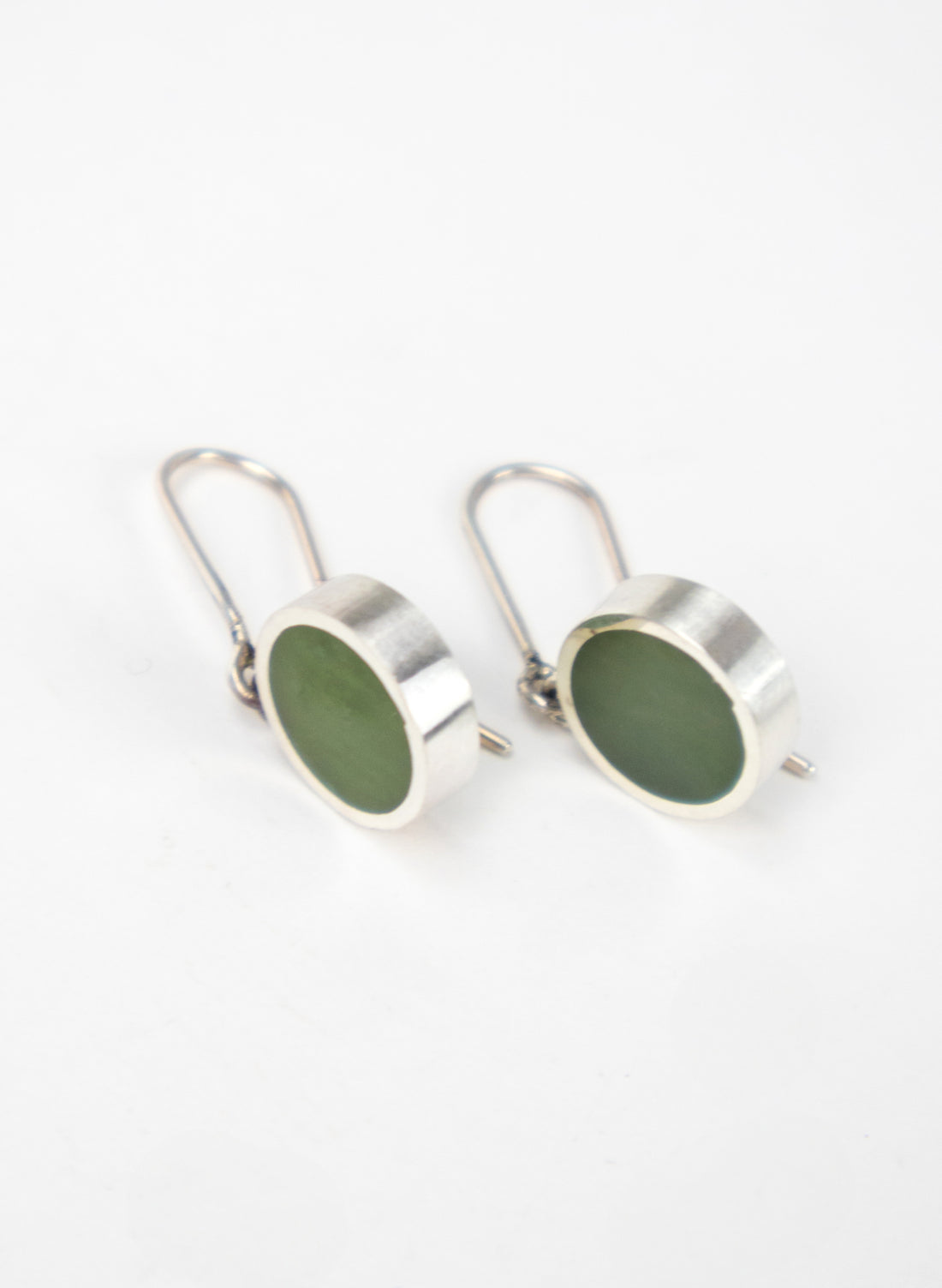 Disc Earrings - Sterling Silver &amp; Pounamu
