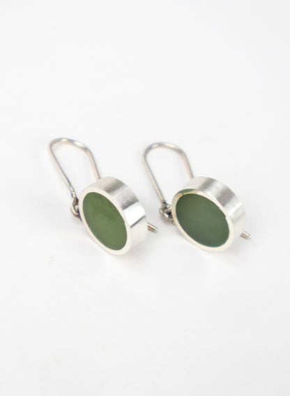 Disc Earrings - Sterling Silver &amp; Pounamu
