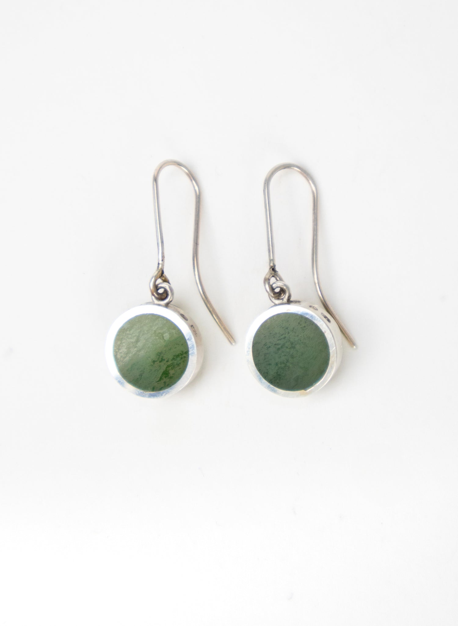 Disc Earrings - Sterling Silver &amp; Pounamu