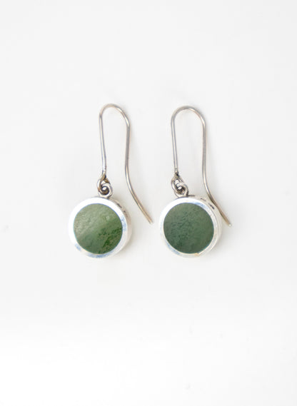 Disc Earrings - Sterling Silver &amp; Pounamu